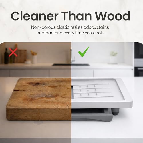 Plus Large Cutting Board with Juice Groove (Blue / 15.4"L x 10.4"W)