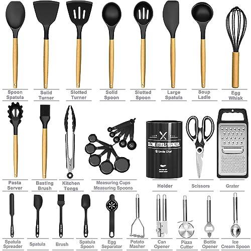 34Pcs Kitchen Utensils Set With Wooden Handle