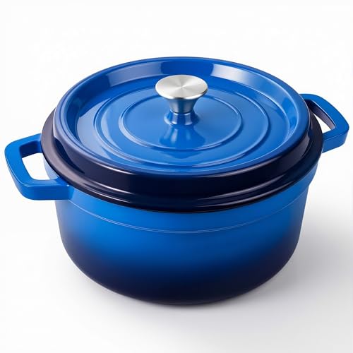 6.5 Quart Enameled Dutch Oven Pot with Lid (6.5 QT / Dark Blue)