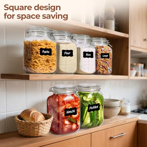 Square Glass Pantry Jars with Airtight Lids