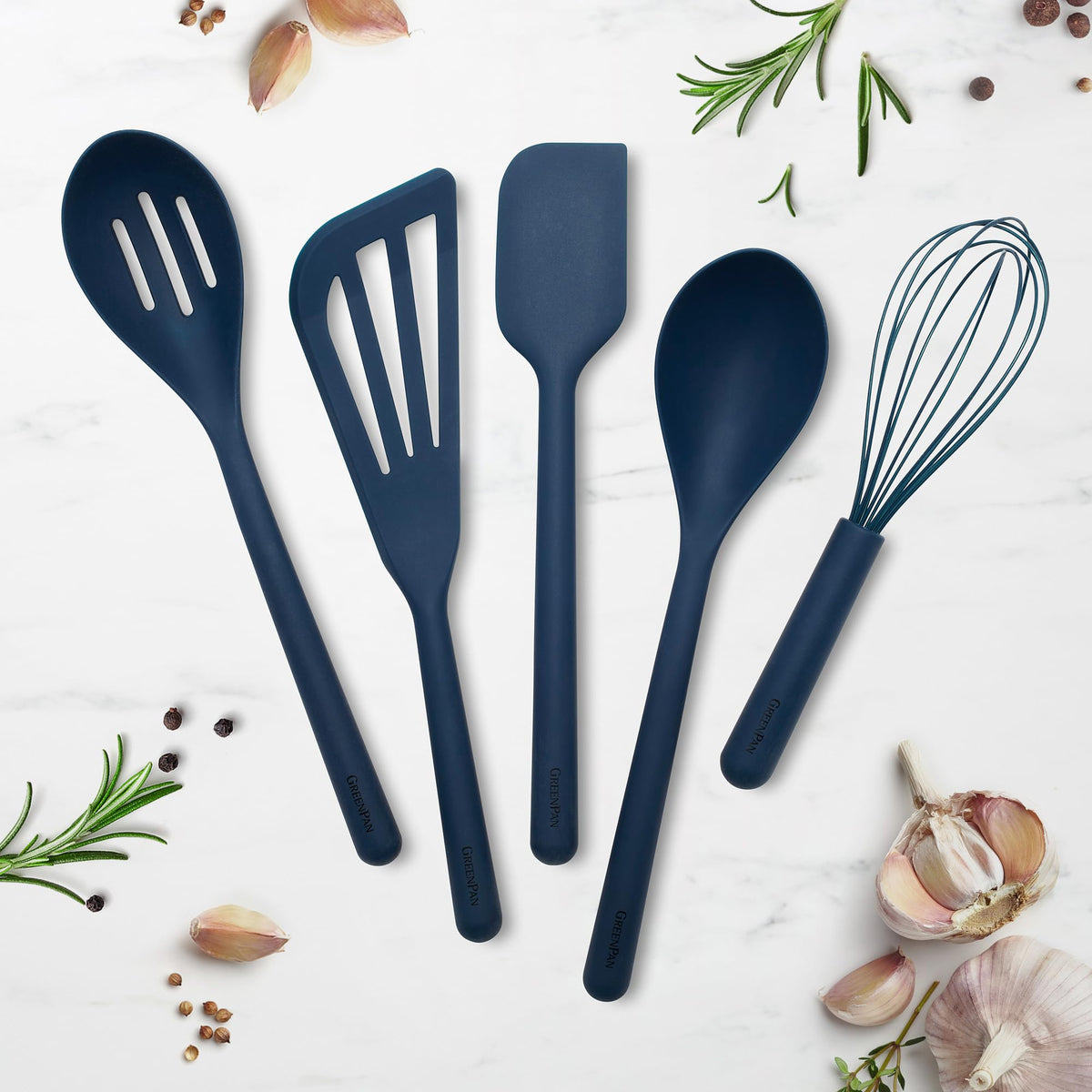 Silicone 5 Piece Cooking Utensil Set (5 Piece Utensil Set / Oxford Blue)