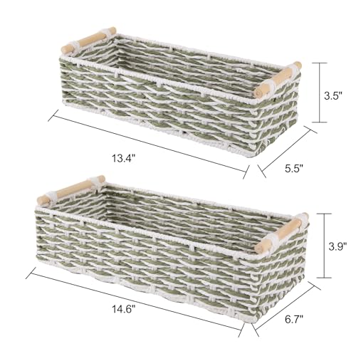 Wicker Storage Baskets Handmade Paper Rope Decorative Toilet Tank Shelf Cabinet Organizer for Bathroom Home