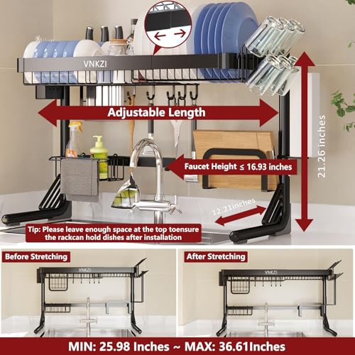 Over Sink Dish Drying Rack (Black / 2 Tier)
