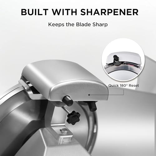 10" Commercial Meat Slicer 250W Electric Deli Food Slicer (10" Bright Silver)