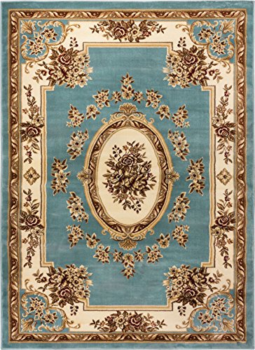 Pastoral Medallion Brown French Area Rug European Floral Formal Traditional Area Rug Easy Clean Shed Free Modern Classic Contemporary Thick Soft Plush Living Dining Room Rug