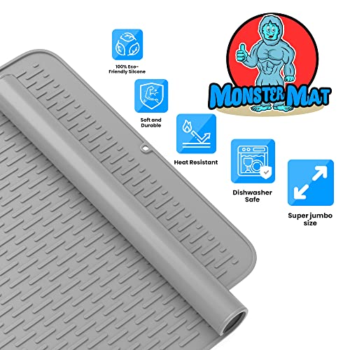 Monster Mat Extra Large Silicone Dish Drying Mat (Gray / 30" x 24")