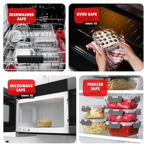 48pc Glass Storage Containers with Lids (Cream / 24 Pack)