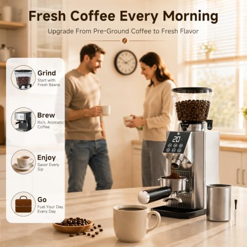 Electric Conical Burr Coffee Grinder (Silver)