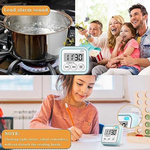 Timer Kitchen Timers for Cooking Classroom Timer for Kids Teachers Magnetic Digital Timers 4 Pack (Blue)