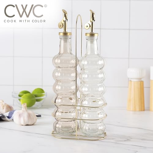 Glass Olive Oil Bottle Dispenser (Elegant Waves / Brown)