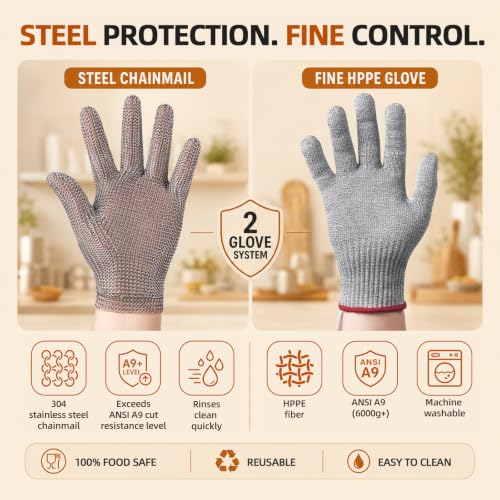 Steel. Fine. No Cuts. Food Grade Cut Resistant Glove