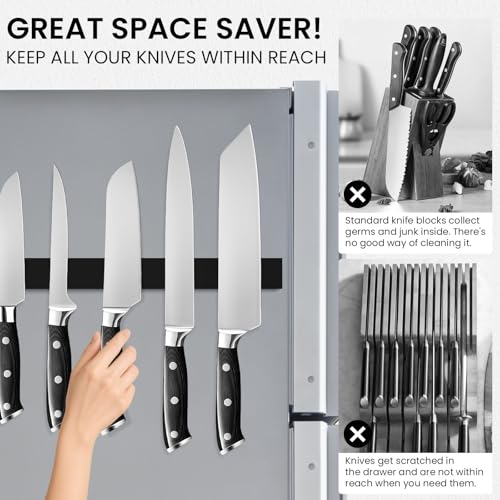 2 Pack 16 Inch Magnetic Knife Strips (16 Inch / Black 2 Pack)