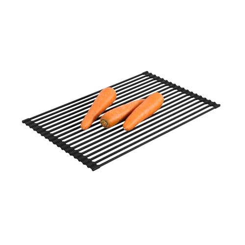 Black Steel Over Sink Roll Up Drying Rack (Black / 20.5" x 13")