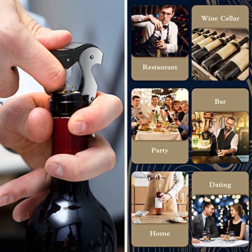 Waiter Corkscrew Wine Openers Heavy Duty Hinges Wine Key Bottle Opener All in One Double Hinged Waiter's Corkscrew with Foil Cutter Wine Tools for Bartenders Servers Sommelier