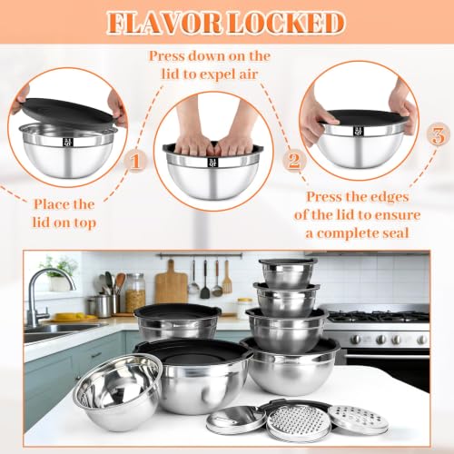 21PCS Mixing Bowls with Lids Set (Mixing bowls 16Pcs Black-set)