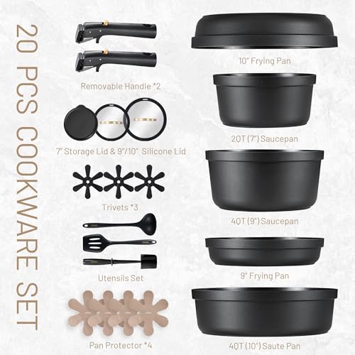 Tri Ply Stainless Steel Cookware Set with Detachable Handle
