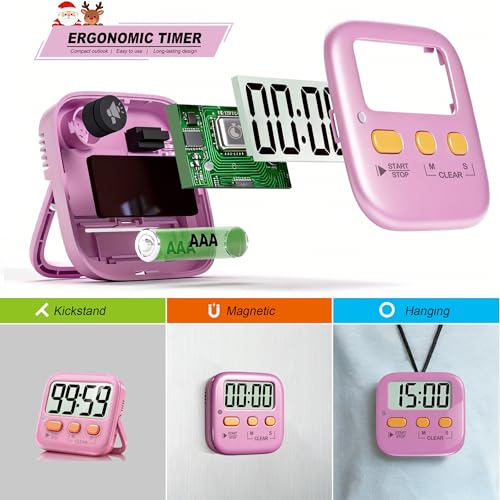 2 Pack Digital Timer for Kids Classroom Kitchen Timers for Cooking (2 * Dreamy Pink + Blue ( 95%+select for Boy & Girl ))
