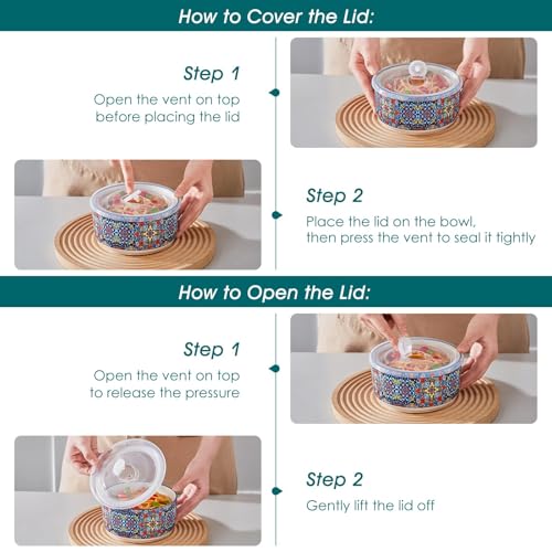 Ceramic Bowls with Lids Set of 4