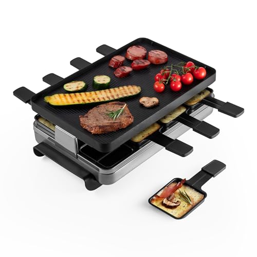 8 Person Classic Raclette with Reversible Cast Iron Grill Plate