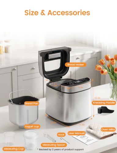 2026 Upgraded 2.5LB Bread Maker with Built (Milk White)