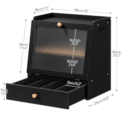 Bread Box Bread Box for Kitchen Countertop (Black)