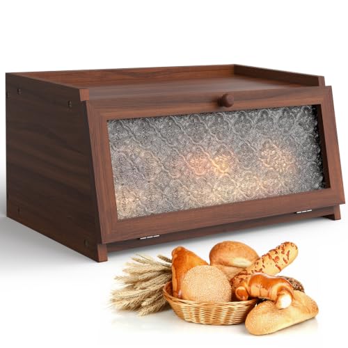 Bread Box for Kitchen Countertop Large Farmhouse Bread Container Bread Storage with Window Bread Holder