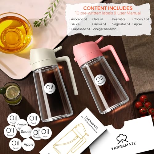 16 oz 2-in-1 Glass Olive Oil Sprayer for Cooking, WhiteOrange (2Pcs White & Orange)