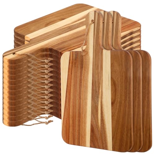 16 Pcs Acacia Wood Cutting Boards with Handle (16" x 10" / Rustic)
