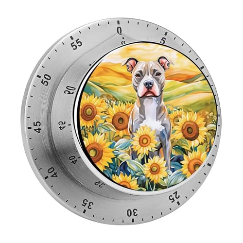 Pit Bull Dog Sunflower Kitchen Timer Mechanical No (Style-5 / One Size)