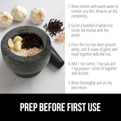 Natural Granite Stone Mortar and Pestle Set (Polished Black / 2 Cup)