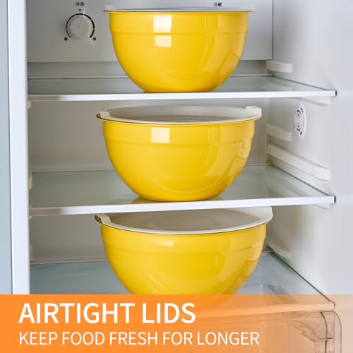 Yellow Mixing Bowls with Airtight Lids (Yellow / 7 Pieces)