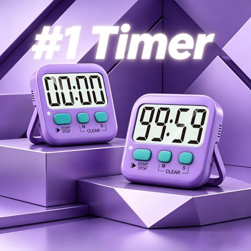2 Pack Digital Timer for Kids Classroom Kitchen Timers for Cooking (1 * Fresh Purple)