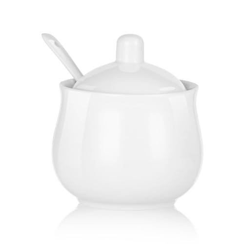 Sugar Bowl Porcelain Sugar Bowl with Lid and Spoon