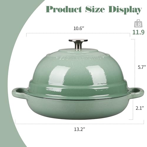 Enameled Cast Iron Dutch Oven Pot with Lid (Sage Green)