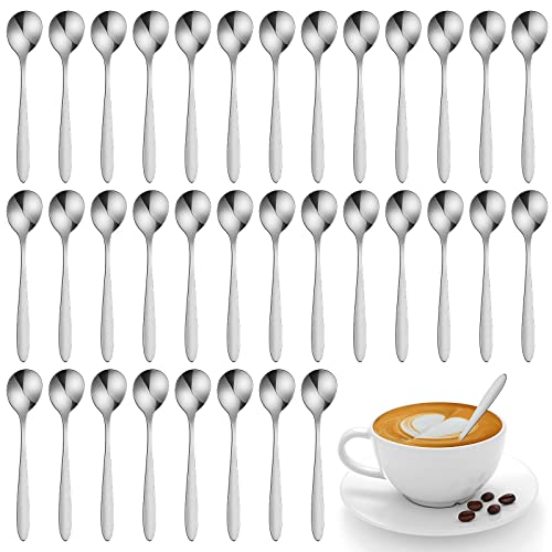 50 Pcs Demitasse Espresso Spoons 4.92" Stainless Steel Tablespoons Metal Dessert Spoons for Appetizer Sugar Ice Cream for Home Restaurant Kitchen