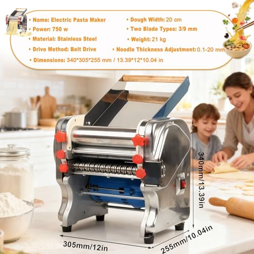 Electric Pasta Maker Automatic Noodle Machine with Adjustable Thickness