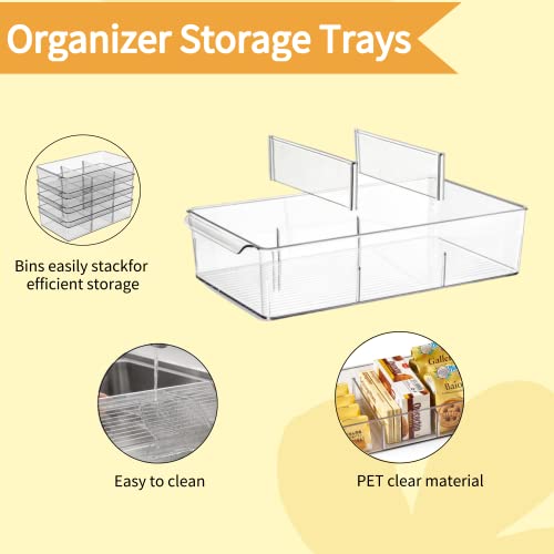 Plastic Pantry Organization and Storage Bins with Removable Dividers