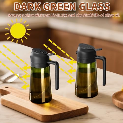2PCS Olive Oil Dispenser and Oil Sprayer (Black&Grey / 2 Pack)