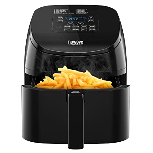 Brio 10-in-1 Air Fryer, 6 QT Airfryer Capacity with Smart Probe, Roast Grill Bake for Fast Meals, One-Touch Digital Controls, Powerful 1800W Fryer, 100 Recipes, Removable Divider & Grill Pan