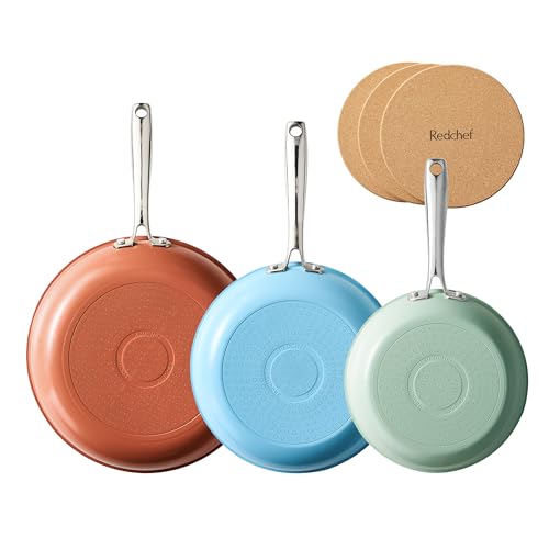 Non Stick Ceramic Frying Pan Set Nonstick Skillet Set 8 (Colorful / 8+9.5+11 Inch)
