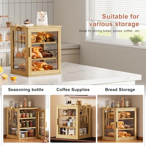 Bread Box for Kitchen Countertop (Natural / Extra Large)