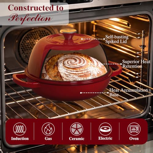 6QT Enameled Dutch Oven for Sourdough Starter Kit (Red)