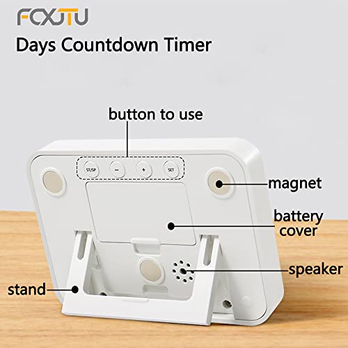 Digital Countdown Days Timer Clock 999Days Count Down Clock with Bracket Strong Magnetic Back for Retirement Wedding Vacation Birthday Holidays