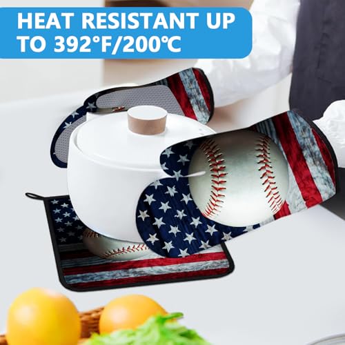 Oven Mitts and Pot Holders Sets Heat Resistant 4Pcs Potholders Oven Gloves Hot Pads for Kitchen Baking Cooking Grilling BBQ