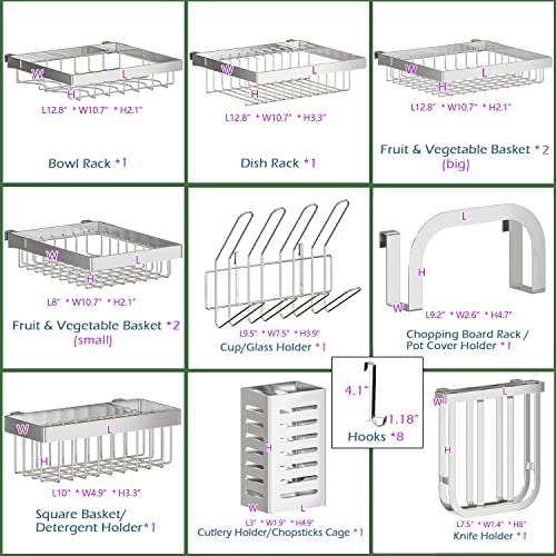 Over Sink Dish Drying Rack Stainless Steel (Silver(304 Stainless Steel) / 3Tier - Standard(34"-46"))