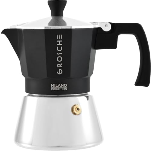Milano Induction Stovetop Espresso Maker Moka Pot 3 Cup (3 espresso cups / Induction, Black)
