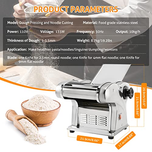 Electric Pasta Maker Machine 3 IN 1 Automatic Dough Pasta Roller (3 Blades)