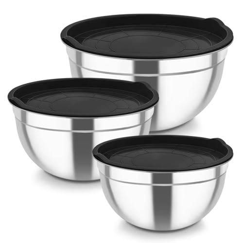 Mixing Bowls Stainless Steel Nesting Salad Bowls with Airtight Lids Set