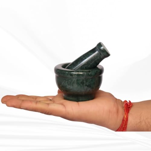 Marble Granite Mortar and Pestle Set (Kundi Green Marble / 4 Inch)