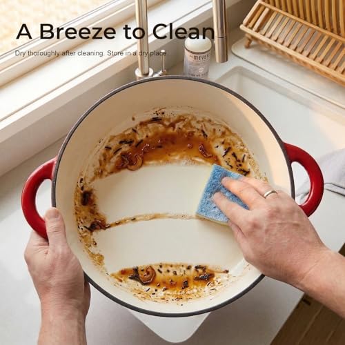 5.5QT Enameled Cast Iron Dutch Oven for Sourdough Bread Baking (Red / 5.5QT)